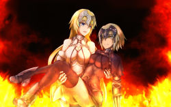 Rule 34 | 2girls, absurdres, blonde hair, breasts, carrying, cleavage, fate/apocrypha, fate/grand order, fate (series), glowing, headpiece, highres, jeanne d&#039;arc (fate), jeanne d&#039;arc (ruler) (fate), jeanne d&#039;arc (third ascension) (fate), jeanne d&#039;arc alter (avenger) (fate), jeanne d&#039;arc alter (fate), long hair, medium breasts, multiple girls, princess carry, ruler (fate/grand order), short hair, type-moon, xue dao