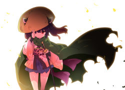 Rule 34 | 1girl, bow, bridal gauntlets, brown hair, cape, cloak, floating cape, floating hair, green cape, hand on sheath, hat, headgear, japanese clothes, katana, kimono, looking at viewer, mouth hold, obi, one eye covered, petenshi (dr. vermilion), pink bow, red eyes, sandogasa, sash, sheath, sheathed, short hair, short kimono, skirt, stalk in mouth, straw hat, sword, touhoku kiritan, voiceroid, waist bow, walking, weapon, wide sleeves, wind