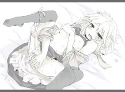 Rule 34 | 1girl, bad id, bad pixiv id, breasts, clothes lift, feet, female focus, greyscale, lying, maebari, mizuhashi parsee, monochrome, nejime, no bra, on back, open mouth, panties, panties around leg, pussy, pussy juice, saliva, scarf, shirt lift, short hair, socks, solo, spread legs, sweat, thighhighs, touhou, underwear