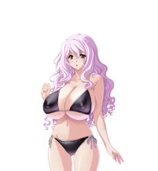 Rule 34 | asagiri toyoe, bikini, breasts, cleavage, covered erect nipples, huge breasts, kyonyuu majo, mole, pink hair, side-tie bikini bottom, swimsuit