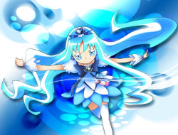 Rule 34 | 10s, 1girl, bad id, bad pixiv id, blue eyes, blue hair, blue skirt, blue theme, brooch, cure marine, heart, heart brooch, heartcatch precure!, kurumi erika, long hair, magical girl, matching hair/eyes, outstretched arms, precure, skirt, smile, solo, spread arms, thighhighs, wanco, wrist cuffs