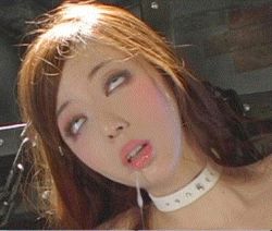 Rule 34 | ahegao, asian, collar, drooling, empty eyes, lipstick, long hair, lowres, makeup, photo (medium), rolling eyes, tagme