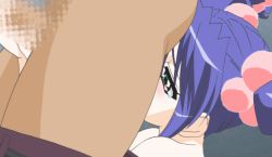 Rule 34 | 1boy, 1girl, anilingus, animated, animated gif, blush, censored, from behind, green eyes, handjob, hetero, licking, oral, penis, purple hair, reach-around, screencap, twintails