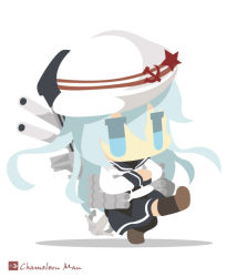 Rule 34 | 10s, 1girl, bad id, bad pixiv id, blue eyes, blue hair, chameleon man (three), chibi, flat color, hammer and sickle, hibiki (kancolle), kantai collection, long hair, matching hair/eyes, no lineart, russian dance, solo, verniy (kancolle)