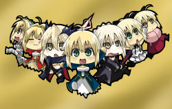 Rule 34 | 10s, 6+girls, :3, :d, = =, ahoge, artoria pendragon (all), artoria pendragon (fate), artoria pendragon (lancer) (fate), artoria pendragon (lancer alter) (fate), blonde hair, breasts, brown eyes, dress, excalibur morgan (fate), fate/extra, fate/extra ccc, fate/grand order, fate/stay night, fate/unlimited codes, fate (series), green eyes, holding, holding sword, holding weapon, japanese clothes, kimono, koha-ace, looking at viewer, matsudora124, multiple girls, navel, nero claudius (bride) (fate), nero claudius (fate), nero claudius (fate) (all), nero claudius (fate/extra), okita souji (fate), okita souji (koha-ace), open mouth, saber (fate), saber alter, saber lily, sleeveless, sleeveless dress, smile, sword, underboob, weapon
