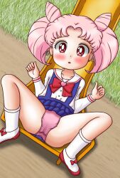Rule 34 | 1girl, bishoujo senshi sailor moon, chibi usa, highres, nyakamyu, panties, pink hair, red eyes, underwear, upskirt