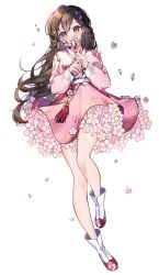 Rule 34 | 1girl, ankle boots, artist name, bad id, bad pixiv id, bare legs, blush, boots, braid, branch, breasts, brown hair, butterfly ornament, cherry blossoms, chyoling, clothes lift, commentary, covering own mouth, covering privates, dress, drop, floating, floating hair, floral print, flower, full body, glowing, hair between eyes, hair flower, hair ornament, hanbok, head tilt, highres, holding, holding branch, holding flower, korean clothes, legs together, long hair, long sleeves, looking at viewer, medium breasts, original, petals, pink dress, pink eyes, pink flower, pink ribbon, pink theme, ribbon, simple background, skirt, skirt lift, solo, standing, standing on one leg, symbol-only commentary, twin braids, water drop, white footwear, whorled clouds