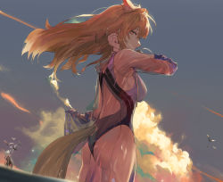 Rule 34 | 2girls, arknights, ass, blonde hair, breasts, commentary, competition swimsuit, cowboy shot, floating hair, hair down, horse girl, koio, long hair, looking at viewer, medium breasts, multiple girls, nearl (arknights), nearl (shimmering dew) (arknights), official alternate costume, one-piece swimsuit, outdoors, profile, shining (arknights), shining (silent night) (arknights), standing, sunset, swimsuit, swimsuit cover-up