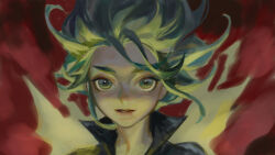 Rule 34 | 1girl, absurdres, floating hair, green eyes, green hair, high collar, highres, long hair, looking at viewer, ly hao nguyen, one-punch man, parted lips, portrait, sketch, solo, tatsumaki