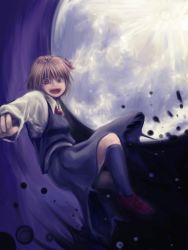 Rule 34 | 1girl, darkness, female focus, full moon, highres, kyoro1230, kyoro (asdfg-hjkl), moon, night, open mouth, rumia, solo, touhou