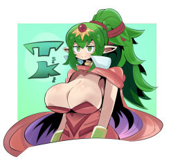 Rule 34 | 1girl, breasts, fire emblem, fire emblem awakening, green hair, huge breasts, long hair, looking at viewer, nintendo, pointy ears, ponytail, solo, tagme, tiki (fire emblem), very long hair