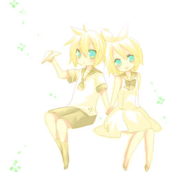 Rule 34 | 1boy, 1girl, aged down, aruya (flosrota), bad id, bad pixiv id, blonde hair, brother and sister, child, green eyes, holding hands, kagamine len, kagamine rin, paper airplane, siblings, twins, vocaloid