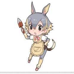 Rule 34 | 1girl, animal ears, bilby (kemono friends), bow, bowtie, extra ears, highres, kemono friends, looking at viewer, official art, short hair, solo, tachi-e, tail, yoshizaki mine