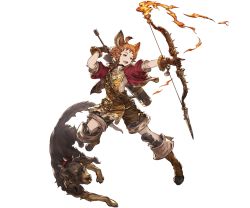 Rule 34 | 1boy, animal ears, arrow (projectile), boots, bow (weapon), brown footwear, brown gloves, cat ears, closed mouth, erune, fire, fire, flesselles (granblue fantasy), full body, gloves, granblue fantasy, holding, holding arrow, holding bow (weapon), holding weapon, looking at another, male focus, minaba hideo, official art, short sleeves, solo, transparent background, weapon