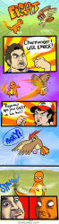 Rule 34 | 2012, 2boys, baseball cap, battle, bird, black eyes, black hair, charmander, claws, clenched hand, closed mouth, comic, commentary, creature, creatures (company), day, emphasis lines, english commentary, english text, facial hair, fiery tail, fire, flame-tipped tail, flying, frown, game freak, gen 1 pokemon, grass, hat, highres, jhall, multiple boys, nintendo, original, outdoors, pidgeotto, poke ball, poke ball (basic), pokemon, pokemon (creature), pokemon move, signature, standing, stubble, tail, wind