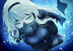 Rule 34 | 1girl, absurdres, air bubble, an-94 (girls&#039; frontline), an-94 (the diving bell and the doll) (girls&#039; frontline), blonde hair, blue eyes, bodysuit, breasts, bubble, diving regulator, diving suit, fish, flippers, freediving, girls&#039; frontline, guchagucha, highres, large breasts, long hair, manta ray, scuba, scuba gear, scuba tank, solo, underwater, wetsuit