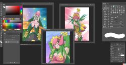 Rule 34 | digimon, highres, lilimon, lilimon x-antibody, monster girl, one eye closed, plant, plant girl, wings, wink