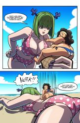 Rule 34 | 2girls, absurdres, ass, axel-rosered, bikini, brandish mew, breasts, butt crack, cleavage, english text, fairy tail, highres, instant loss, large breasts, multiple girls, swimsuit