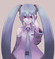 Rule 34 | chan co, detached sleeves, hatsune miku, long hair, necktie, red eyes, solo, twintails, very long hair, vocaloid