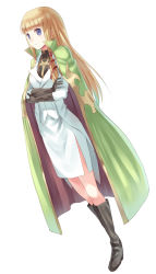 Rule 34 | 1girl, blonde hair, blue eyes, boots, cape, code geass, crossed arms, dutch angle, female focus, full body, gloves, long hair, monica kruszewski, parsley-f, simple background, skirt, solo, standing, uniform, white background