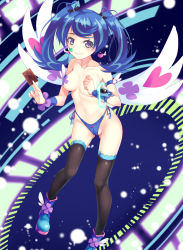 Rule 34 | 1girl, absurdres, aoi (buzhuen444), between fingers, black thighhighs, blue angel, blue hair, blue panties, blush, bow, bow panties, card, cleft of venus, closed mouth, collarbone, commentary request, earrings, feathered wings, hands up, heart, heart earrings, highres, holding, jewelry, legs apart, long hair, looking at viewer, multicolored hair, panties, pasties, pink bow, purple eyes, side-tie panties, sidelocks, smile, solo, standing, streaked hair, swept bangs, thighhighs, thighs, twintails, underwear, white wings, wings, yu-gi-oh!, yu-gi-oh! vrains, yuu-gi-ou, yuu-gi-ou vrains, zaizen aoi
