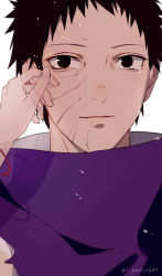 Rule 34 | 1boy, absurdres, artist name, black eyes, black hair, bracelet, crying, crying with eyes open, daylight919, high collar, highres, jewelry, looking at viewer, male focus, naruto (series), naruto shippuuden, nohara rin, portrait, short hair, smile, tears, uchiha obito