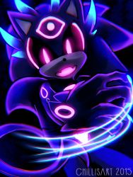 Rule 34 | 1boy, alternate form, animal ears, artist name, black background, black sclera, blue hair, claws, colored sclera, cowboy shot, dated, dutch angle, facial mark, fangs, furry, furry male, glowing, glowing eyes, gradient hair, hand up, happy, light trail, long hair, male focus, multicolored hair, open mouth, pink eyes, purple hair, purple theme, simple background, skin fangs, smile, solo, sonic (series), sonic the hedgehog, spacecolonie, standing, tail, third eye, two-tone hair, watermark
