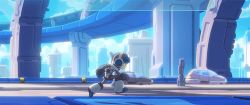Rule 34 | 1boy, android, animated, animated gif, armor, beck (mighty no. 9), car, cityscape, cloud, helmet, male focus, mecha, mighty no. 9, motor vehicle, official art, outdoors, production art, robot, science fiction, sky, solo, truck, vehicle