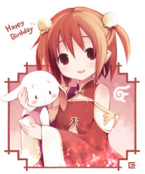 Rule 34 | 1girl, rabbit, china dress, chinese clothes, dress, eretto, red hair, solo