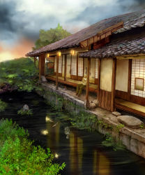 Rule 34 | 1boy, aoyagi, architecture, east asian architecture, ginko, house, male focus, mushishi, nature, scenery, solo
