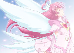 Rule 34 | 00s, 1girl, angel wings, arms beside, bug, butterfly, cure dream, detached sleeves, closed eyes, hair ornament, bug, long hair, magical girl, matsushima kei, open hands, open mouth, pink hair, precure, profile, shining dream, solo, very long hair, wings, yes! precure 5, yumehara nozomi