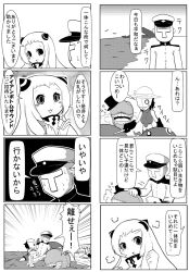 Rule 34 | 10s, 1boy, 2girls, :3, abyssal ship, admiral (kancolle), airfield princess, blush, blush stickers, bullying, chi-class torpedo cruiser, comic, disguise, escort fortress (kancolle), faceless, faceless male, gloves, greyscale, hat, horns, kantai collection, mask, military, military uniform, mogura, monochrome, monster, multiple girls, naval uniform, ocean, open mouth, partially submerged, personification, pulling, sun hat, sweatdrop, t-head admiral, tearing up, top hat, translated, uniform, urashima tarou