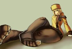 Rule 34 | 1girl, :p, absurdres, blonde hair, blue eyes, feet, guilty gear, highres, long hair, looking at viewer, millia rage, pantyhose, soles, toes, tongue, tongue out