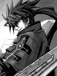 Rule 34 | arc system works, guilty gear, headband, monochrome, red eyes, sol badguy, sword, weapon