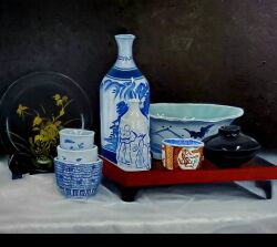 Rule 34 | bottle, bowl, clay, commentary, cup, mizukiteiko8, no humans, original, plate, porcelain, realistic, still life, tray