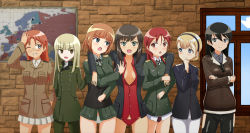 Rule 34 | 6+girls, adolfine galland, aqua eyes, arms around neck, beige jacket, black hair, black jacket, black pants, blonde hair, blue eyes, blue jacket, blush, brave witches, breasts, breasts apart, brown eyes, brown jacket, cloud, commentary request, corset, crossed arms, edytha neumann, europe map, federica n. doglio, fur trim, glasses, green eyes, green jacket, green legwear, grete m. gollob, grey eyes, gundula rall, hairband, hand on head, hand on own chin, highres, indoors, jacket, light brown hair, long hair, military, military uniform, miniskirt, minna-dietlinde wilcke, multiple girls, no pants, noble witches, nomad (mjauharazhar), open clothes, open jacket, open mouth, orange hair, panties, pants, pantyhose, partially unbuttoned, red eyes, red hair, red panties, rosalie de hemricourt de grunne, short hair, skirt, sky, smile, standing, strike witches, strike witches: kurenai no majo-tachi, strike witches zero, teeth, trait connection, underwear, uniform, wall, white legwear, white panties, window, witches of africa, world witches series