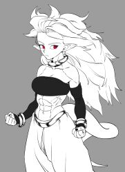 Rule 34 | abs, absurdres, android 21, arabian clothes, bracelet, dragon ball, dragon ball fighterz, dragonball z, highres, jewelry, looking at viewer, majin android 21, muscular, muscular female, navel, pointy ears, red eyes, spiked hair, tail, wind, zequung, zquung