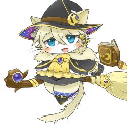 Rule 34 | blonde hair, blue eyes, cat, cat busters, furry, hat, highres, open mouth, ravinosuke1, short hair, witch hat