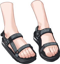 Rule 34 | 1girl, black footwear, commission, feet, feet only, foot focus, highres, kotegawa yui, nail polish, nanase young, pink nails, pixiv commission, sandals, simple background, solo, to love-ru, toenail polish, toenails, toes, white background