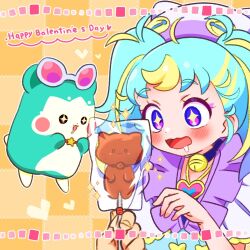 Rule 34 | + +, 1girl, :d, ahoge, animal hat, blonde hair, blue collar, blue hair, blush, candy, cat hat, chii (chi pppuri), chimumu, chimumu (hamster), chocolate, collar, commentary, drooling, food, hamster, hands up, happy valentine, hat, holding, holding candy, holding food, long hair, mouth drool, multicolored hair, myamu, open mouth, pink-tinted eyewear, pov, pov hands, pretty series, purple eyes, smile, sparkle, streaked hair, sunglasses, symbol-only commentary, tinted eyewear, twintails, upper body, waccha primagi!, white-framed eyewear, wrapped candy