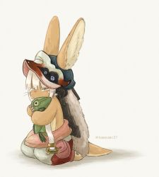 Rule 34 | 1girl, 1other, brown eyes, furry, highres, kawasemi27, long hair, made in abyss, mitty (made in abyss), nanachi (made in abyss), open mouth, tears, white hair