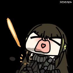 Rule 34 | &gt; &lt;, 1girl, animated, animated gif, firing, girls&#039; frontline, long hair, lowres, m4a1 (girls&#039; frontline), open clothes, seseren