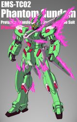 Rule 34 | character name, clenched hands, crossbone gundam, crossbone gundam ghost, csg, glowing, glowing eyes, grey background, gundam, highres, korean commentary, mecha, mobile suit, no humans, orange eyes, phantom gundam, robot, science fiction, solo, standing, v-fin