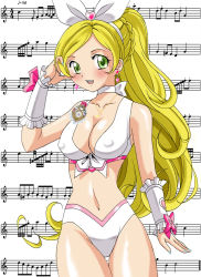 Rule 34 | 10s, blush, breasts, cleavage, covered erect nipples, precure, smile, suite precure
