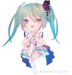 1girl absurdres aqua_hair artist_name blue_hair hatsune_miku highres karamaru626 long_hair open_mouth vocaloid