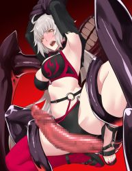 Rule 34 | 1boy, 1girl, ahoge, armpits, arms up, asymmetrical legwear, belt, bestiality, bikini, bikini top only, black belt, black bikini, blush, bound, bound legs, bound wrists, breasts, censored, cleavage, fate/grand order, fate (series), halterneck, highres, hikichi sakuya, huge penis, imminent penetration, imminent rape, jeanne d&#039;arc alter (swimsuit berserker) (fate), jeanne d&#039;arc (fate), jeanne d&#039;arc alter (fate), jeanne d&#039;arc alter (swimsuit berserker) (fate), lahmu (fate), large breasts, long hair, midriff, mosaic censoring, nail polish, navel, o-ring, o-ring bikini, open mouth, penis, sandals, shrug (clothing), silver hair, stomach, suspension, sweat, swimsuit, teeth, thighhighs, torn clothes, uneven legwear, upper teeth only, very long hair, yellow eyes