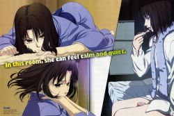 Rule 34 | 1girl, absurdres, bed, between thighs, black hair, bottomless, buttons, collared shirt, dress shirt, eating, english text, food, grey eyes, haagen-dazs, highres, holding, ice cream, japanese clothes, kara no kyoukai, kimono, long sleeves, looking at viewer, lying, multiple views, naked shirt, on bed, on stomach, open mouth, parted bangs, pout, profile, ryougi shiki, sash, scan, shadow, shirt, short hair, sitting, spoon, towel, towel around neck, unbuttoned, white shirt, yasuda shinsuke