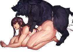 Rule 34 | 1girl, all fours, animal, ass, bestiality, blue eyes, breast press, breasts, brown hair, cum, cum in pussy, doggystyle, drooling, ejaculation, feet, from side, fur, game cg, huge breasts, impregnation, legs, long hair, melon22, nipples, nude, open mouth, orange eyes, orgasm, original, cum overflow, saliva, sex, sex from behind, tail, thick thighs, thighs, tongue, transparent background, vaginal