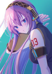 Rule 34 | 1girl, absurdres, anaglyph, arm tattoo, black shirt, blue eyes, blush, breasts, detached sleeves, hair between eyes, headset, highres, koume paint, large breasts, long hair, megurine luka, number tattoo, pink hair, shadow, shirt, single detached sleeve, solo, tattoo, vocaloid