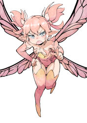 Rule 34 | 1girl, banubeefriends, bare shoulders, cameltoe, collarbone, colored eyelashes, covered navel, detached sleeves, fairy, fairy wings, feo ul, final fantasy, final fantasy xiv, fingernails, flat chest, garter straps, gluteal fold, grey eyes, hair between eyes, hand on own hip, highres, leaning forward, leg up, leotard, long fingernails, long sleeves, looking at viewer, open mouth, pink hair, pink leotard, pink thighhighs, pink wings, pointy ears, sharp fingernails, short hair, short twintails, simple background, slit pupils, solo, strapless, strapless leotard, thigh gap, thighhighs, thighs, twintails, v-shaped eyebrows, white background, wings, zettai ryouiki